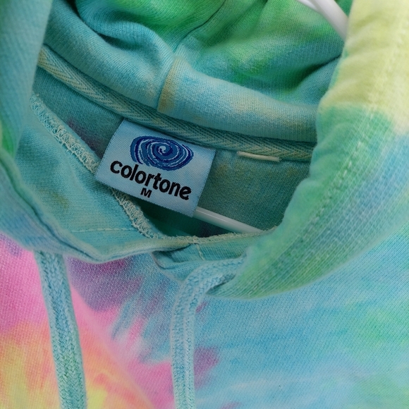 Colortone Vtg Tie Dye Hoodie Sweatshirt Medium Neon Colorful - Picture 5 of 7